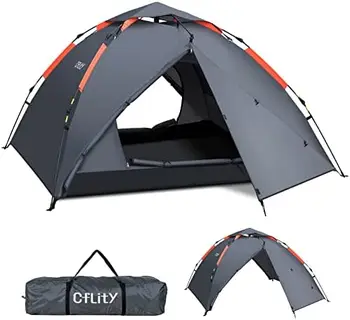 Палатка, 3-местная мгновенная всплывающая палатка, водонепроницаемая трехслойная Автоматическая купольная палатка, большая легкая палатка на 4 сезона, для пеших прогулок Десять