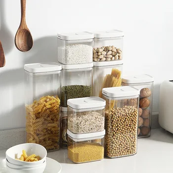 пластиковые кухонные влагостойкие герметичные банки для хранения пищевых продуктов