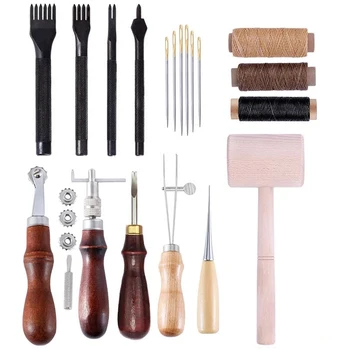 Полный набор практичных инструментов для рукоделия из кожи KAOBUY С Шилом, восковой нитью и другими аксессуарами для рукоделия