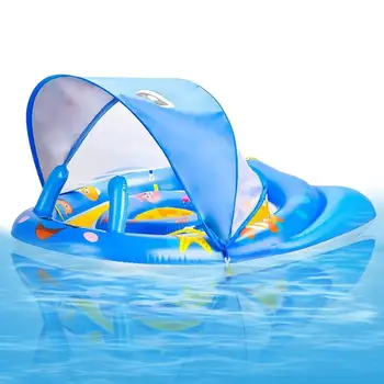 Поплавок для малышей, Надувной поплавок для плавания Со съемным солнцезащитным козырьком, Тренировочное кольцо для плавания в помещении и на открытом воздухе