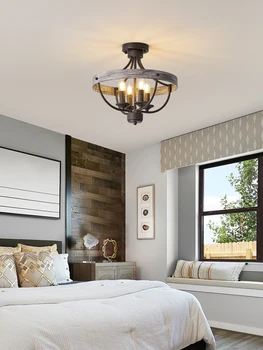 Потолочный светильник из дерева в американском стиле кантри, ретро-светильник для столовой, светильник для спальни, прихожей, дизайнерский B & B
