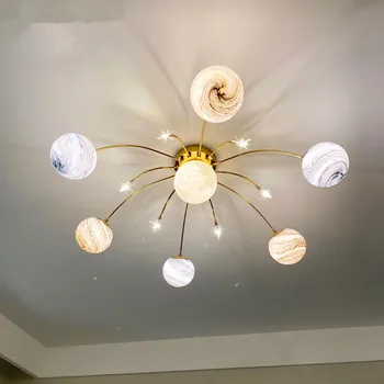 Потолочный светильник из скандинавского светодиодного стекла Creative star, потолочный светильник для кухни, гостиной, лампа из железного стекла E27, потолочный светильник для детской комнаты