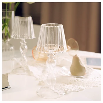 Прозрачная стеклянная настольная лампа В форме подсвечника Ваза Европейское романтическое украшение для дома Свадебный стол на день рождения