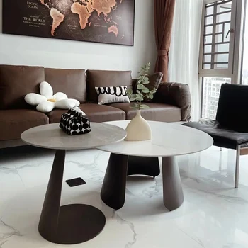 Простые роскошные журнальные столики, Маленькие металлические Белые круглые Журнальные столики, Мебель для дома из мрамора в гостиной, Mesas De Centro Para Sala