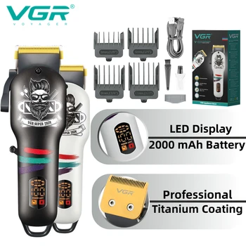 Профессиональная машинка для стрижки волос VGR, лезвие с титановым покрытием, Триммер для волос, Электрическая Машинка для стрижки волос, Парикмахерская Машинка для мужчин V-699