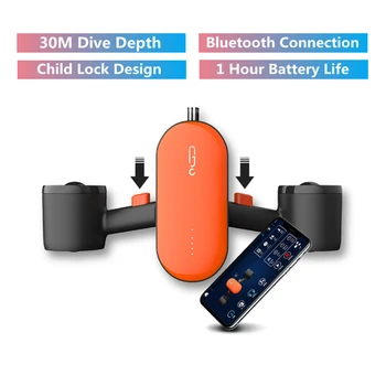 Профессиональное оборудование для дайвинга Bluetooth-соединение Глубина погружения 30 м, тяга одной рукой, Режим 10 кг, Блокировка от детей, 3 скорости, подводные игрушки