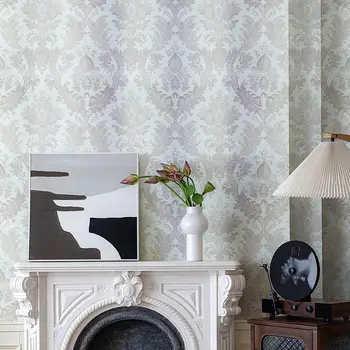 Рельефные 3D Дамасские обои для гостиной в рулоне Нетканые Дамасские обои с цветочным рисунком Фон дивана Papel De Parede