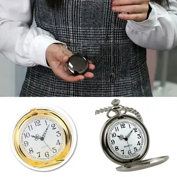 Ретро Мужские часы Стимпанк Гладкая поверхность Кулон Цепочка Классические Карманные часы
