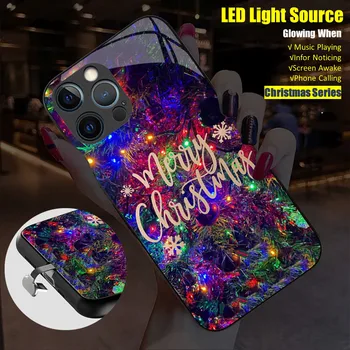 Рождественский Красочный Светодиодный Светящийся Чехол Для Телефона из Закаленного Стекла для Xiaomi 11 12 13 Redmi K40 K50 Pro Lite Ultra Cover