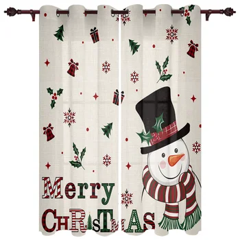 Рождественский Снеговик Снежинки Оконные шторы для гостиной Спальни Роскошные Современные кухонные шторы Тканевые шторы