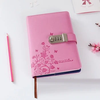 Розовый Милый креативный дневник с паролем из искусственной кожи формата А5, Многофункциональный блокнот с блокировкой, Канцелярские блокноты, Студенческие принадлежности, подарки для детей