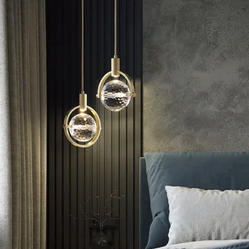 Роскошная хрустальная люстра в стиле постмодерн, прикроватная лампа для спальни, обеденный стол, бар, украшение для прохода, длинная маленькая люстра