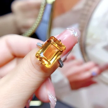 Роскошное кольцо с натуральным топазом для женщин, шикарное кольцо из стерлингового серебра S925 пробы, обручальное кольцо, подарок на годовщину ювелирных изделий