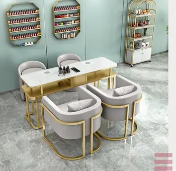 Роскошный мраморный маникюрный стол и стул Nordic light, интернет-знаменитость, встроенный пылесос с розеткой single double triple