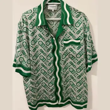 Рубашки Casablanca с зеленым ананасовым принтом, Градиентные Повседневные Свободные Шорты, Гавайская пляжная рубашка с рукавами для мужчин и женщин