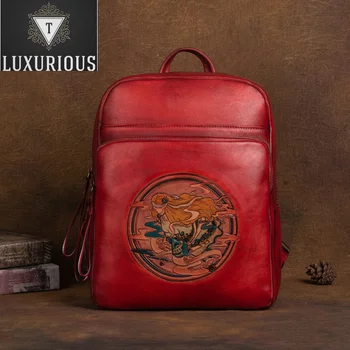 Рюкзак из натуральной воловьей Кожи, Рюкзак с USB-портом Для Зарядки, Женская Школьная сумка для книг в Китайском Стиле, Рюкзак из натуральной Кожи, Рюкзак