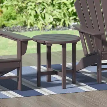 Садовый 18-дюймовый круглый пластиковый столик для патио, темно-коричневый