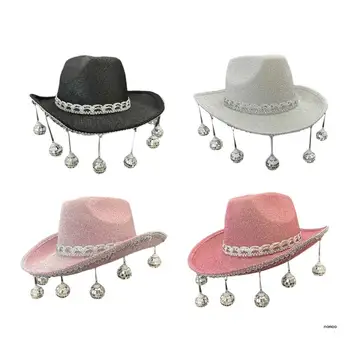 Сверкающая ковбойская шляпа с диким блеском для шаров для девичника, блестящая ковбойская шляпа для актера, актрисы