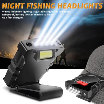 Светодиодный головной светильник, кепка, освещение, Водонепроницаемый для езды на велосипеде, ночной рыбалки, фонарик, налобный фонарь, мощный перезаряжаемый Новый