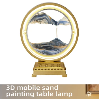 Светодиодный Светильник, Креативная Настольная Лампа с Зыбучими Песками, Движущийся Песок, Художественная Картина, 3D Песочные Часы, Глубоководный Песчаный Пейзаж, Лампа для Спальни для Домашнего Декора