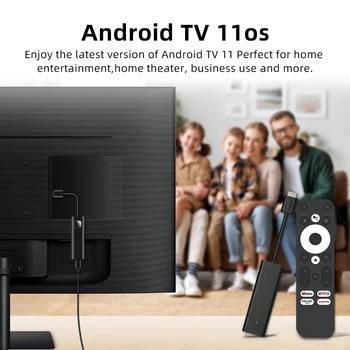Сертифицированный Google Android TV Box Smart с низким энергопотреблением, процессор высшего класса Android 11, Netflix, Google TV, паровая Bluetooth-палка, ключ