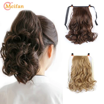 Синтетический коротковолновый конский хвост MEIFAN для женщин, завязанный шнурком в хвост, заколка для наращивания натуральных искусственных волос