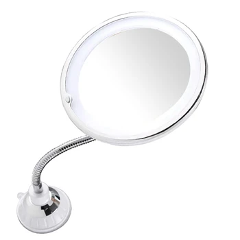 Складное Зеркало на присоске с вращением на 360 градусов LED 10X С прочной присоской Портативное Беспроводное зеркало для путешествий и дома