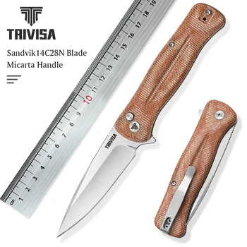 Складной Карманный нож TRIVISA EDC с зажимом для Мужчин на открытом Воздухе, Походные Флипперные Ножи, Стальное лезвие 3,66 