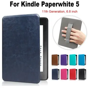 смарт-чехол 11-го поколения 6,8 дюймов из Искусственной Кожи Funda E-Reader Folio Cover Тканевая Подставка для рук для Kindle Paperwhite 5