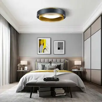 Современный светодиодный потолочный светильник Для гостиной Спальни Кабинета Столовой Кухни В скандинавском стиле С круглой люстрой из черного золота