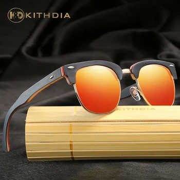 Солнцезащитные очки из натурального дерева бренда KITHDIA, Женские ретро Винтажные Поляризованные Деревянные Очки для скейтборда Oculos De Sol Goggle KD035