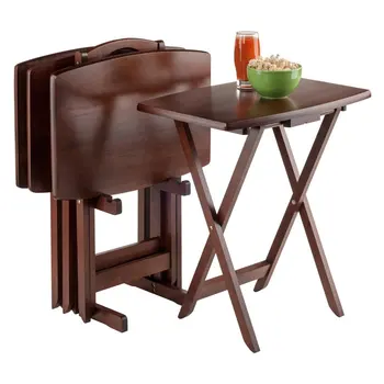 Столовый набор для закусок Wood Darryl из 5 предметов, большого размера, с отделкой из орехового дерева