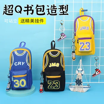 Студенческая сумка для звезд футбола, сумка для карандашей, Холщовая двухслойная сумка для канцелярских принадлежностей для баскетбола, сумка для мальчиков, Кавайная сумка
