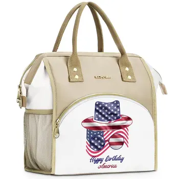 США, Американский флаг, сумка для ланча с ручкой, Патриотическая Современная сумка-холодильник на молнии в Звездную полоску, Дорожная Красивая термосумка для еды