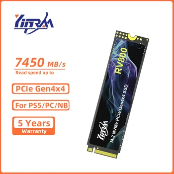 Твердотельный накопитель YINRAM M.2 SSD 1 ТБ 2 ТБ NVMe PCIe 4,0 SSD M.2 512 ГБ Внутренний жесткий диск 7450 МБ/с. для Настольного ноутбука PS5