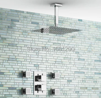 Термостатические душевые наборы для ванной Комнаты с 2-сторонней скрытой установкой, Душевые наборы для потолочного монтажа с 4-корпусными форсунками
