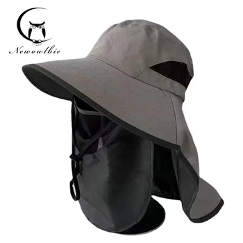 Уличная Мужская Быстросохнущая УФ-защитная маска, солнцезащитная шляпа для лица и шеи, пляжная шляпа с широкими полями, Дышащая солнцезащитная шляпа для Рыбалки, Альпинизма