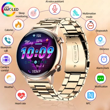 Умные часы LIGE 2023 для Мужчин и Женщин с Цветным экраном Full Touch HD, Смарт-часы с Bluetooth-Вызовом, Фитнес-Трекер, Наручные Часы из Розового Золота
