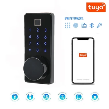 Умный замок без ключа, Bluetooth-замок Tuya Со считывателем отпечатков пальцев, сенсорная клавиатура, пароли, Совместимые с Tuya Gateway