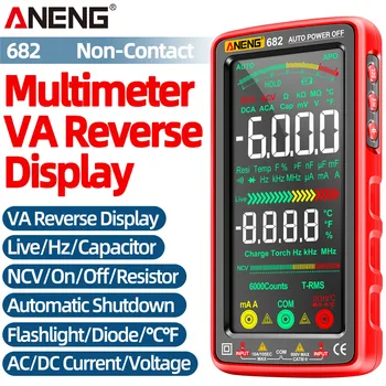 Умный Мультиметр ANENG 682 С Большим Цветным экраном, Амперметр переменного постоянного тока, Тестер напряжения, Перезаряжаемый Ом-Диод, Инструменты для проверки Электрики