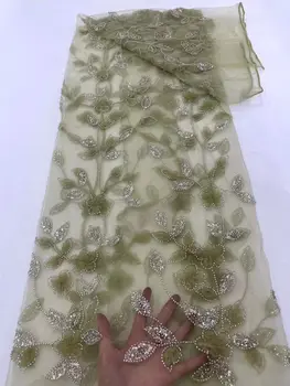 Французская тюлевая Кружевная ткань С бисером L-1306352 Сетчатая Кружевная Одежда с вышивкой Свадебная вечеринка вечернее платье