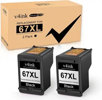 Черные чернила V4INK 2PK 67XL, Совместимые с HP Deskjet Plus 4140 4152 4155 4158 6030