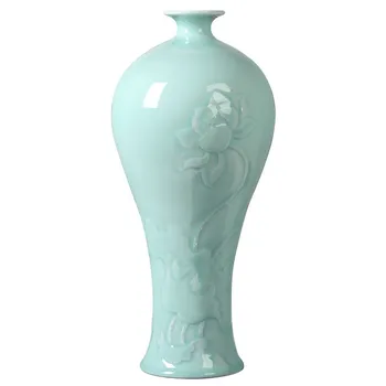 Чистая ручная гравировка, Цзиндэчжэнь, синяя глазурь, тонкая фарфоровая ваза для цветов, домашний декор, настольная ваза