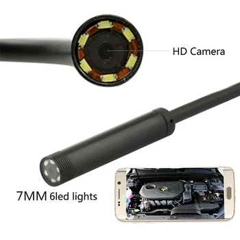 Эндоскопическая камера 7 мм HD инспекционная камера IP67 Водонепроницаемый USB 6 светодиодов эндоскоп для телефона компьютера 2 м