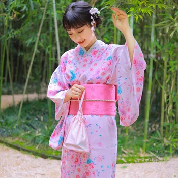 Японское Кимоно, женская официальная одежда, Кимоно, Не железная Мелкозернистая Юката, Доступны четыре сезона